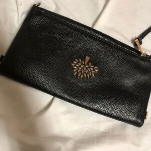 MULBERRY Black Crossbody Leather Bag Gold Darwin clutch